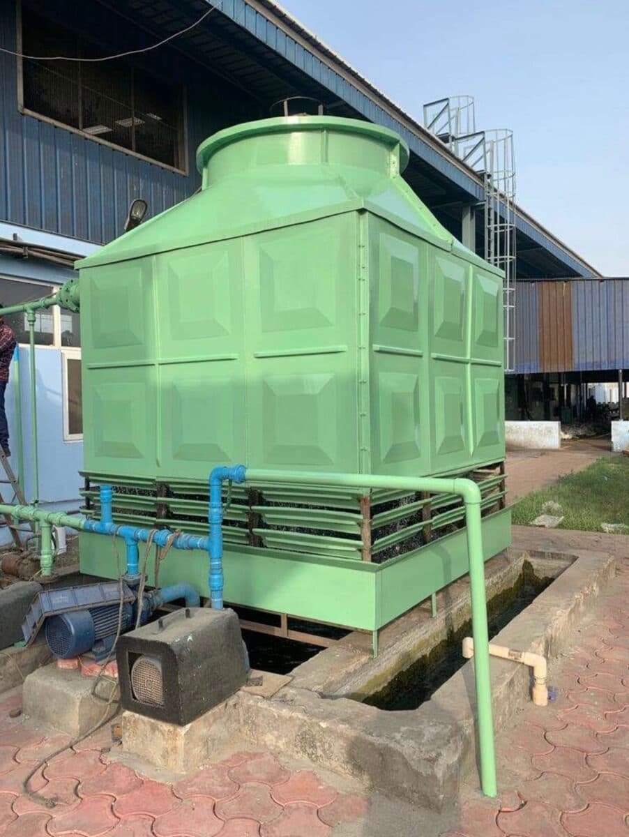 Anti-corrosive coating applied to a green cooling tower structure